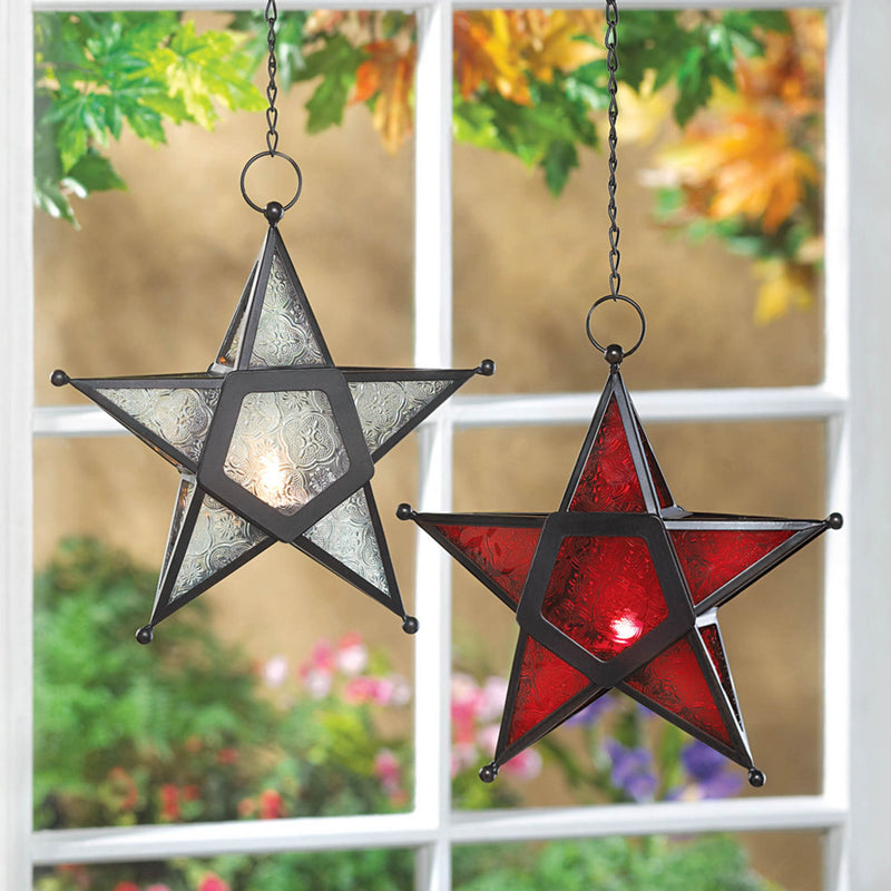 RED GLASS STAR LANTERN Default Title