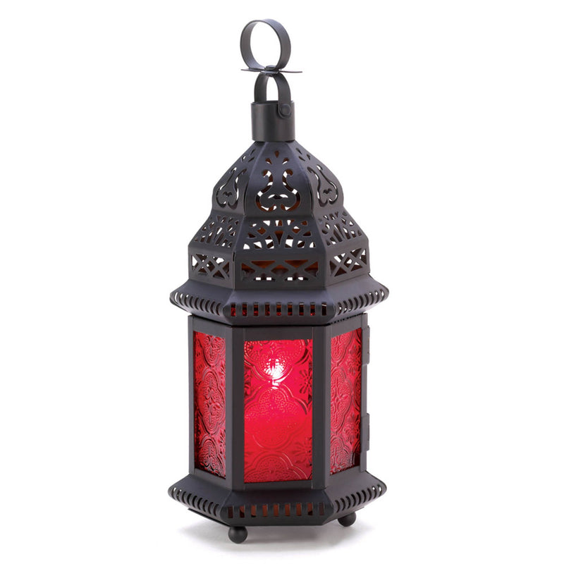 RED GLASS MOROCCAN LANTERN Default Title