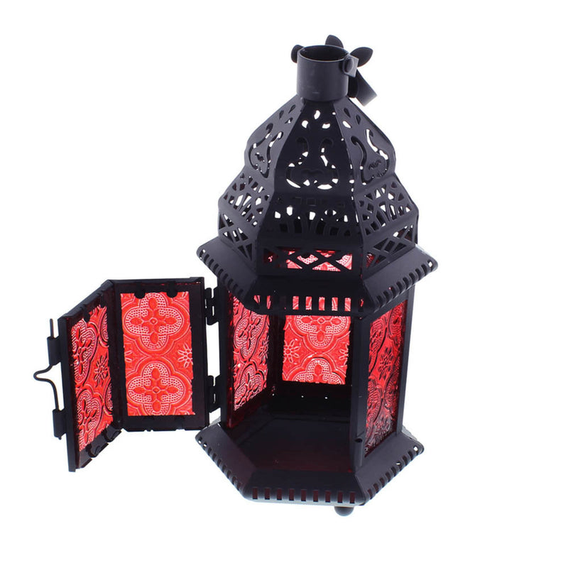 RED GLASS MOROCCAN LANTERN Default Title