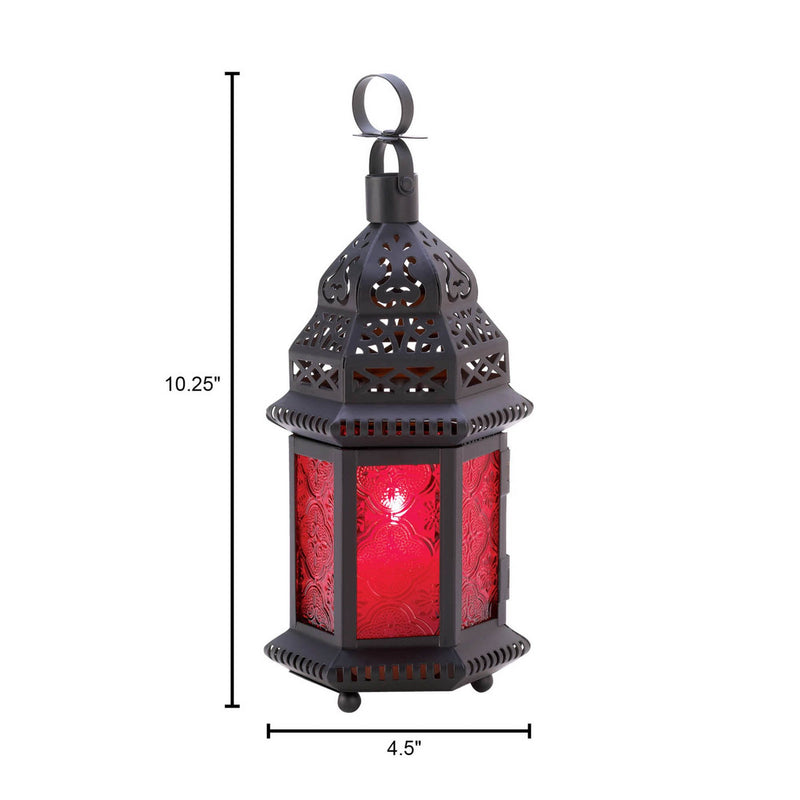 RED GLASS MOROCCAN LANTERN Default Title