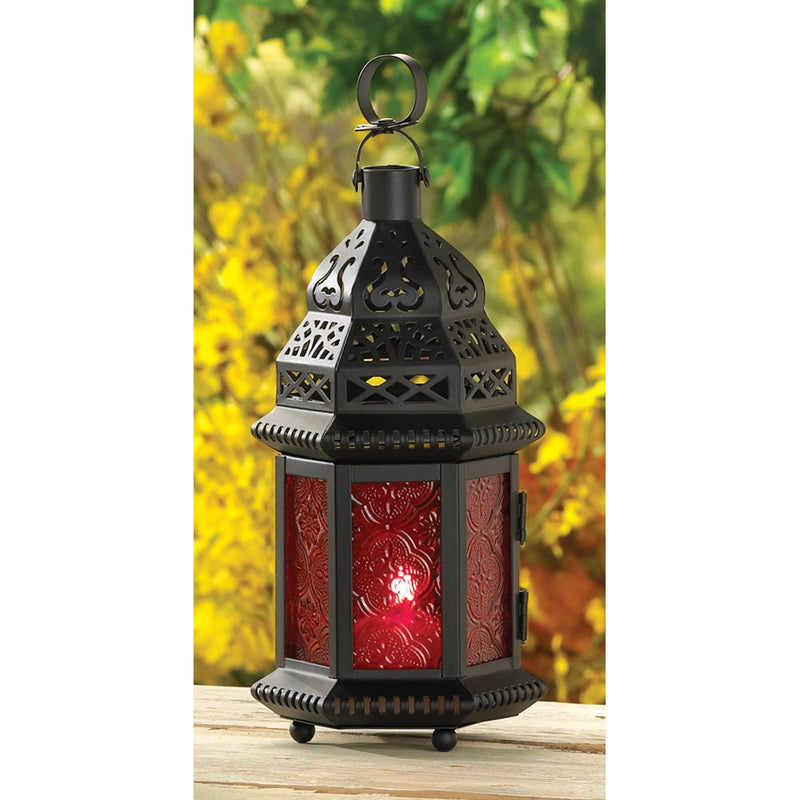 RED GLASS MOROCCAN LANTERN Default Title