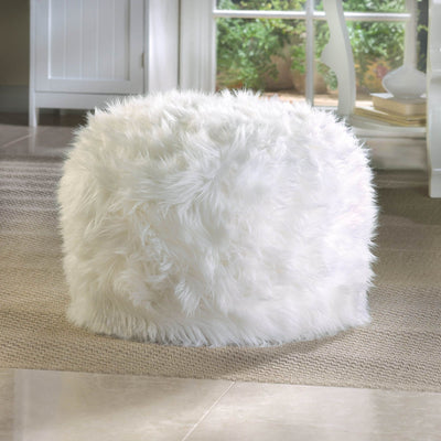 FUZZY WHITE OTTOMAN POUF Default Title