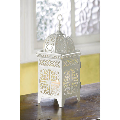 WHITE SCROLLWORK CANDLE LANTERN Default Title