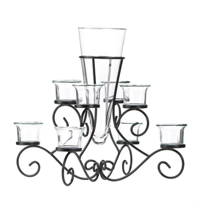 SCROLLWORK CANDLE STAND WITH VASE Default Title