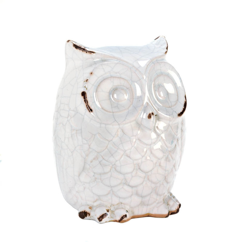 DISTRESSED WHITE OWL FIGURINE Default Title