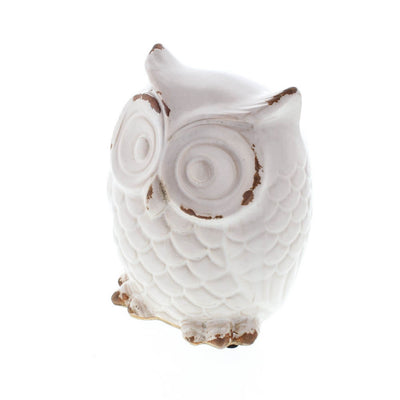 DISTRESSED WHITE OWL FIGURINE Default Title