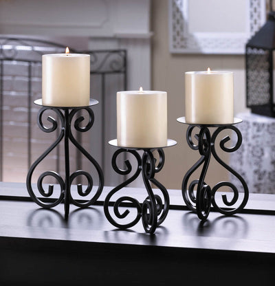 SCROLLWORK CANDLE STAND TRIO Default Title