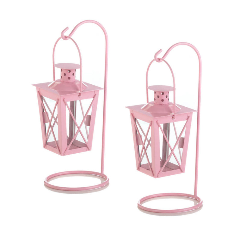 PINK IRON RAILROAD HANGING LANTERN PAIR Default Title