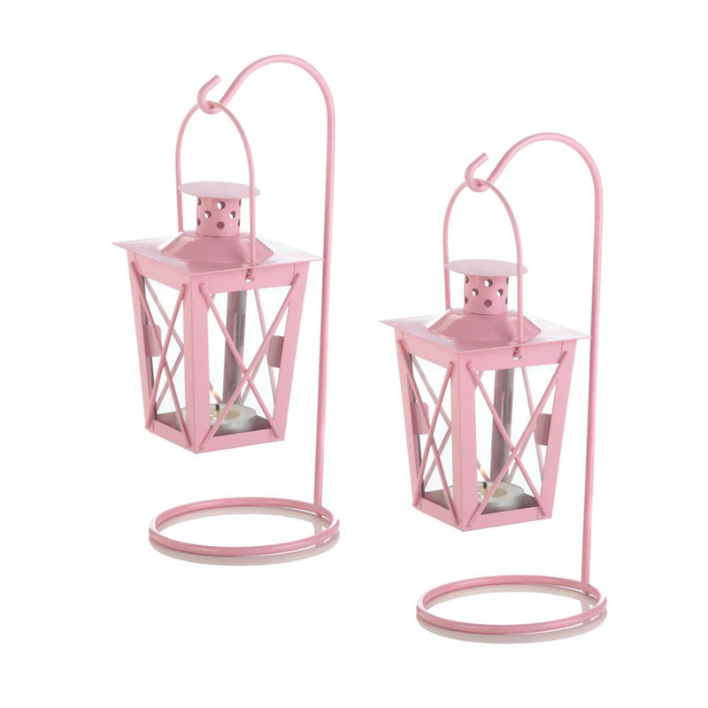 PINK IRON RAILROAD HANGING LANTERN PAIR Default Title