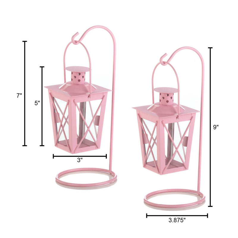 PINK IRON RAILROAD HANGING LANTERN PAIR Default Title