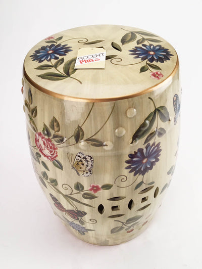 BUTTERFLY GARDEN CERAMIC STOOL Default Title