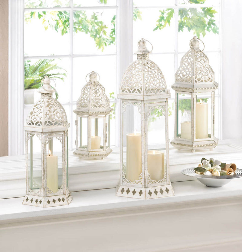 GRACEFUL DISTRESSED WHITE LARGE LANTERN Default Title