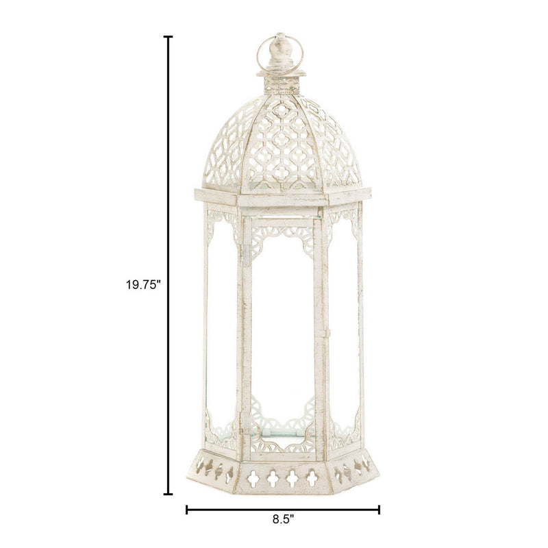 GRACEFUL DISTRESSED WHITE LARGE LANTERN Default Title