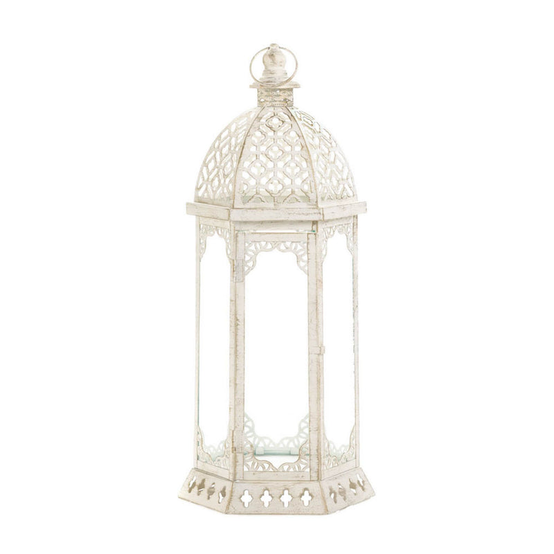 GRACEFUL DISTRESSED WHITE LARGE LANTERN Default Title