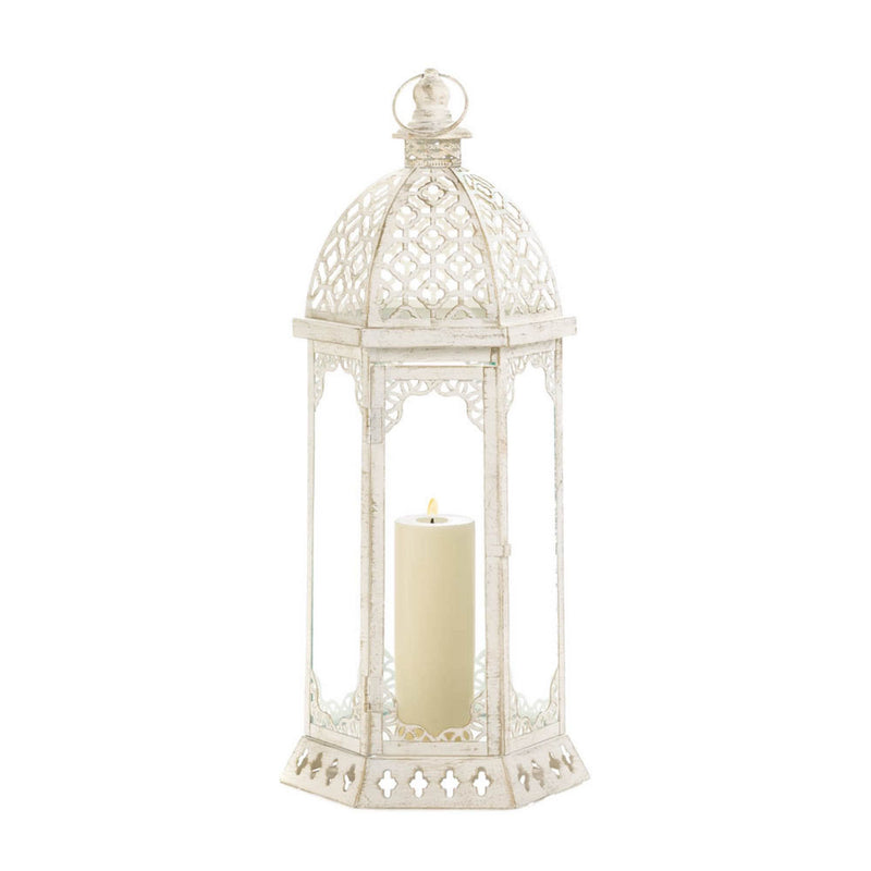 GRACEFUL DISTRESSED WHITE LARGE LANTERN Default Title