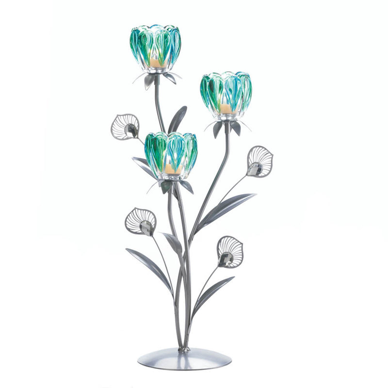 TRIPLE PEACOCK BLOOM CANDLEHOLDER Default Title