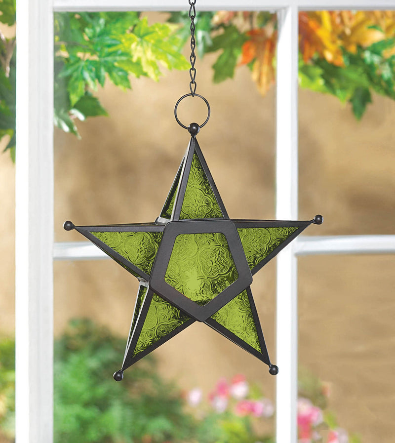 GREEN GLASS STAR LANTERN Default Title