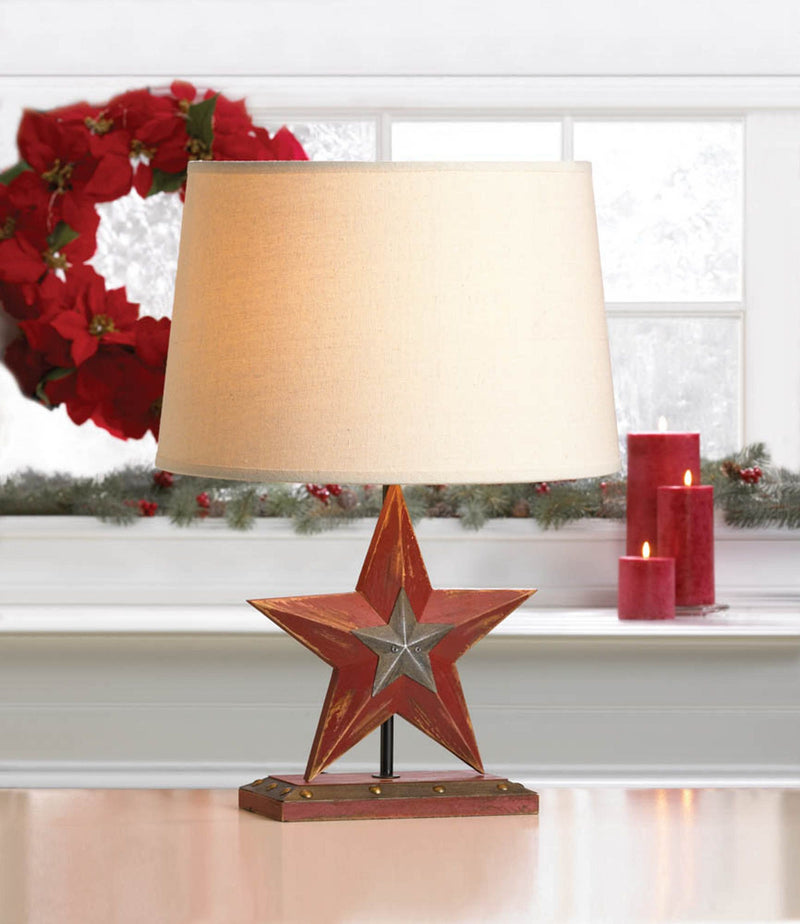 FARMHOUSE RED STAR TABLE LAMP Default Title