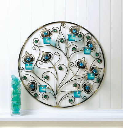 PEACOCK PLUMES CIRCULAR WALL SCONCE Default Title