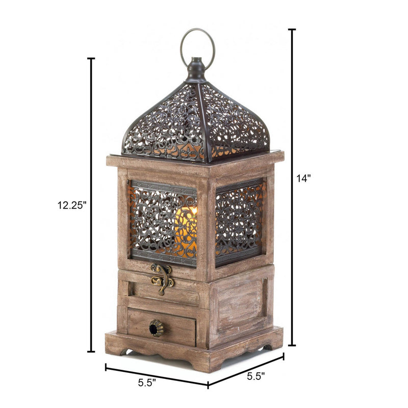 LARGE FLIP-TOP WOODEN LANTERN Default Title