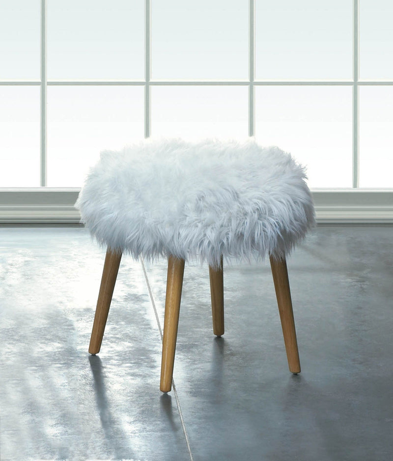 WHITE FAUX FUR STOOL Default Title