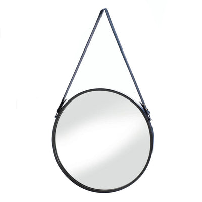 HANGING MIRROR WITH FAUX LEATHER STRAP Default Title