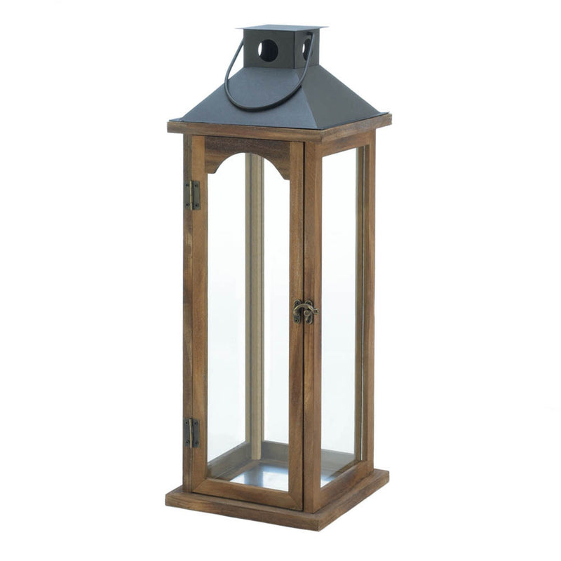 LARGE SIMPLE METAL TOP WOODEN LANTERN Default Title