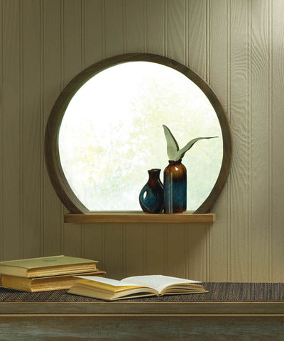 ROUND WOODEN MIRROR WITH SHELF Default Title