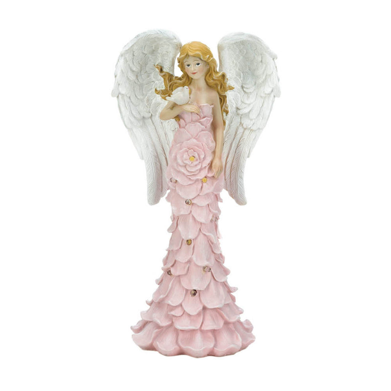 SOLAR POWERED PINK ROSE ANGEL STATUE Default Title