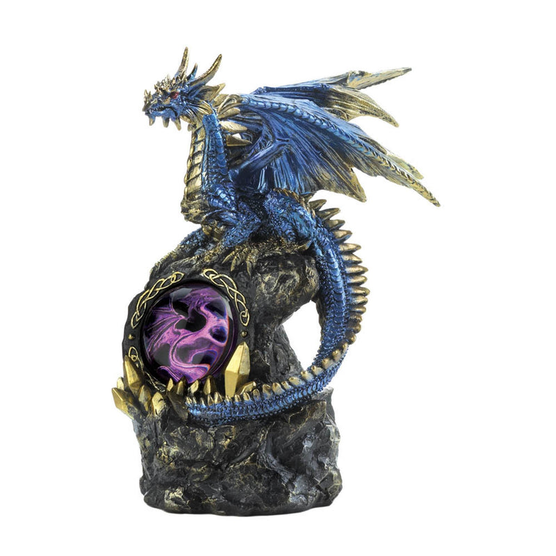 BLUE DRAGON ON ROCKS STATUE Default Title