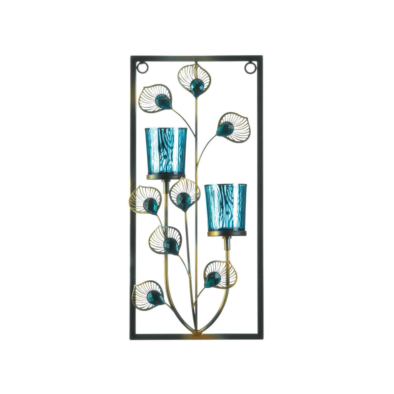 PEACOCK TWO CANDLE WALL SCONCE Default Title