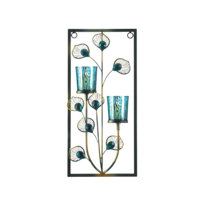 PEACOCK TWO CANDLE WALL SCONCE Default Title