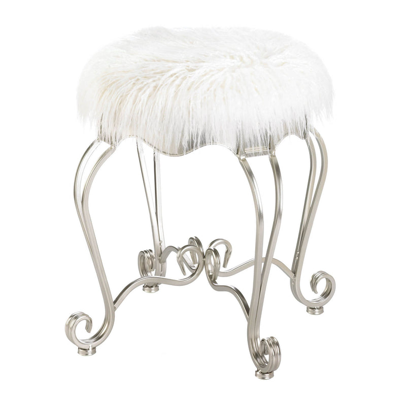 FUR STOOL WITH SCROLL LEGS Default Title