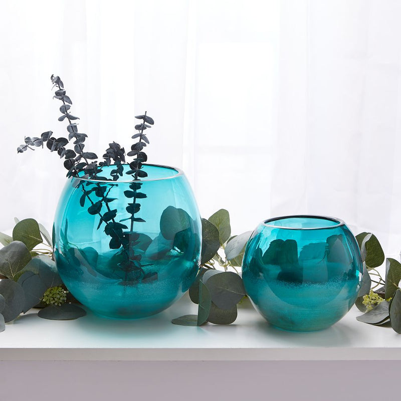 LARGE AQUA FISH BOWL VASE Default Title