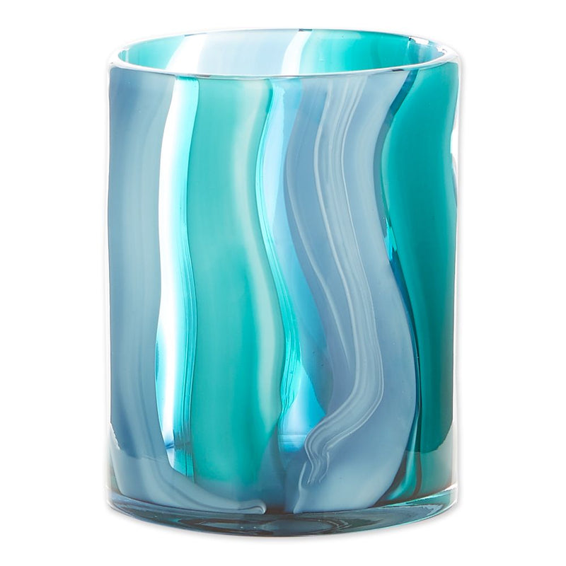 SMALL BLUE CYLINDER GLASS VASE Default Title