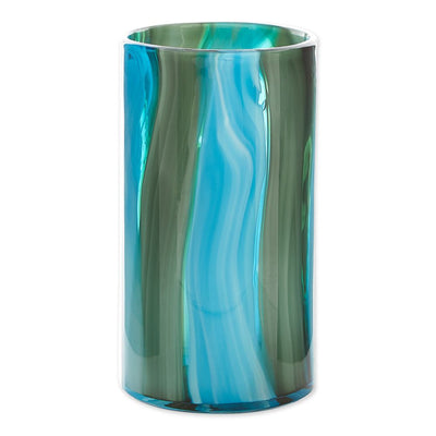 LARGE BLUE CYLINDER GLASS VASE Default Title