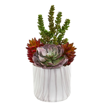 16” Echeveria and Sedum Succulent Artificial Plant in Vase Default Title