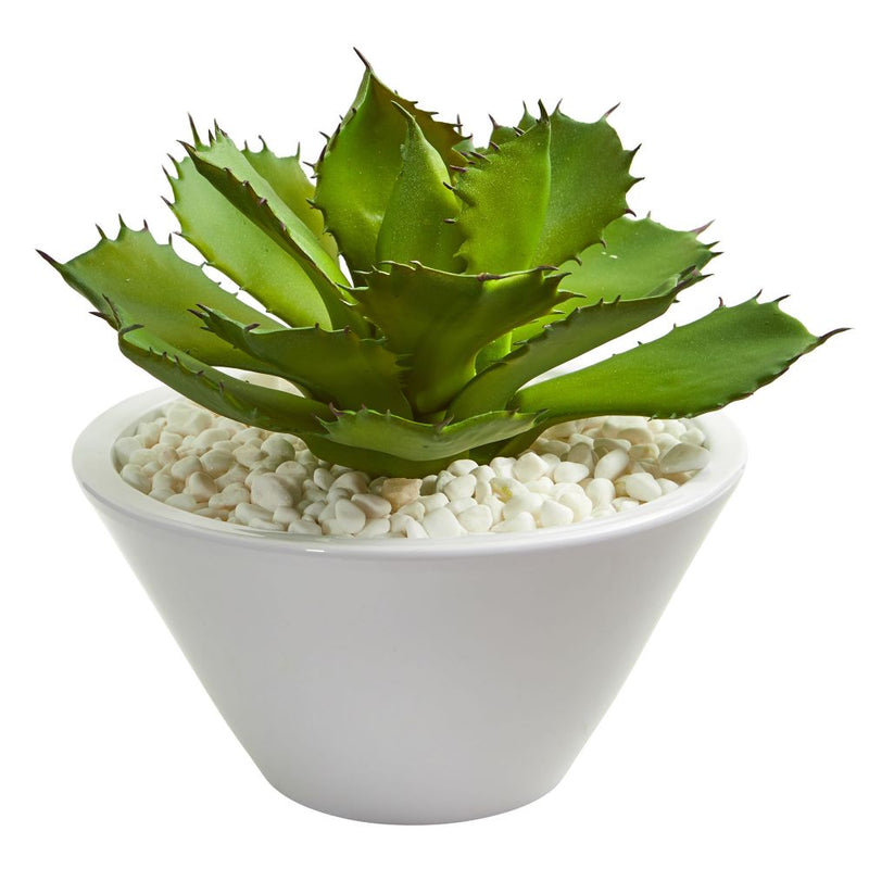 Large Succulent Artificial Plant in White Bowl Default Title