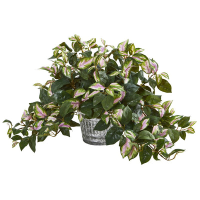 Hoya Artificial Plant in Vintage Hanging Metal Planter Default Title