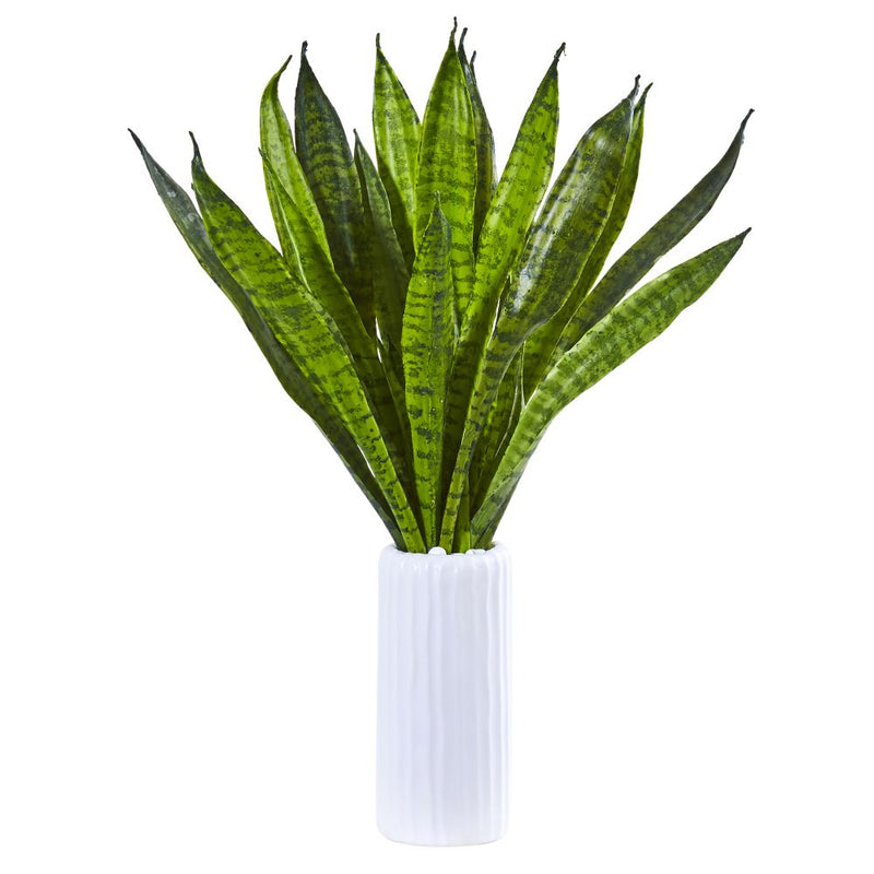 22” Sansevieria Artificial Plant in White Vase Default Title