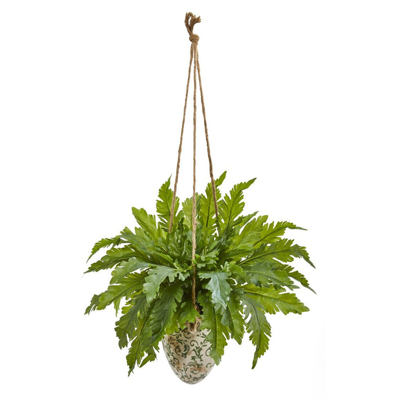 29” Fern Artificial Plant in Hanging Vase Default Title