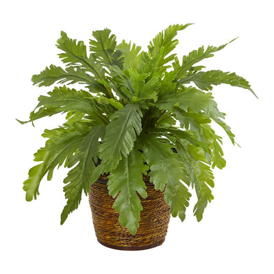 12” Fern Artificial Plant in Basket Default Title