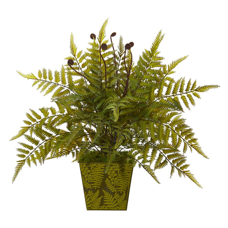 19” Fern Artificial Plant in Green Planter Default Title