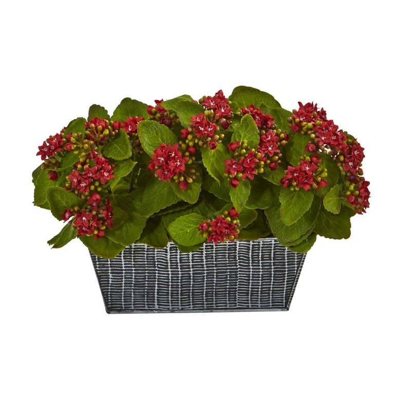 14” Kalanchoe Artificial Plant in Black Embossed Planter Default Title