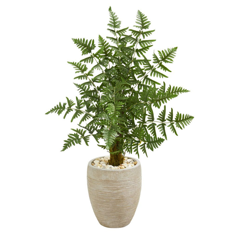 Ruffle Fern Palm Artificial Tree in Sand Colored Planter Default Title