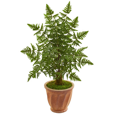 Ruffle Fern Palm Artificial Tree in Terra Cotta Planter Default Title