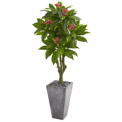 5.5’ Plumeria Artificial Tree in Gray Planter UV Resistant (Indoor/Outdoor) Default Title