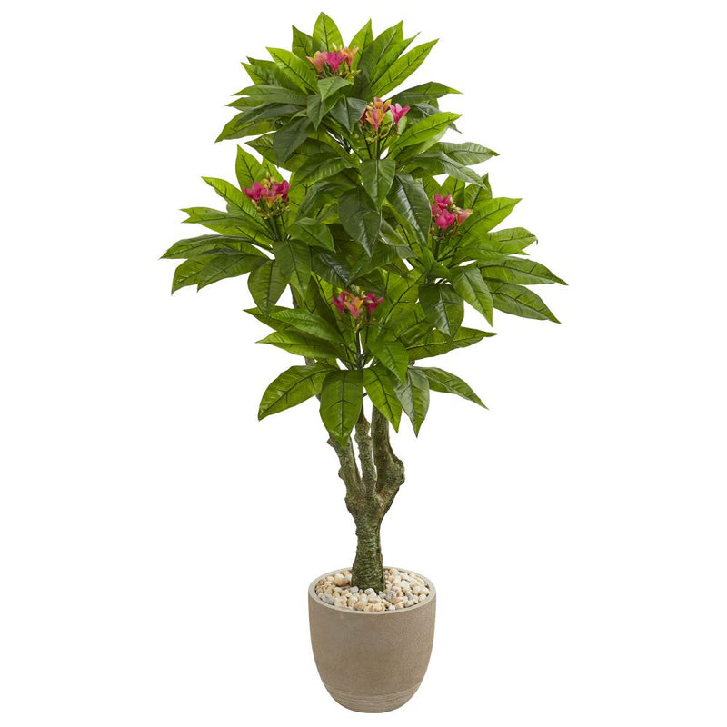 5’ Plumeria Artificial Tree in Decorative Planter UV Resistant (Indoor/Outdoor) Default Title