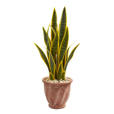 28” Sansevieria Artificial Plant in Terra Cotta Planter Default Title