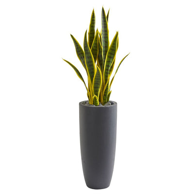 3’ Sansevieria Artificial Plant in Gray Bullet Planter Default Title